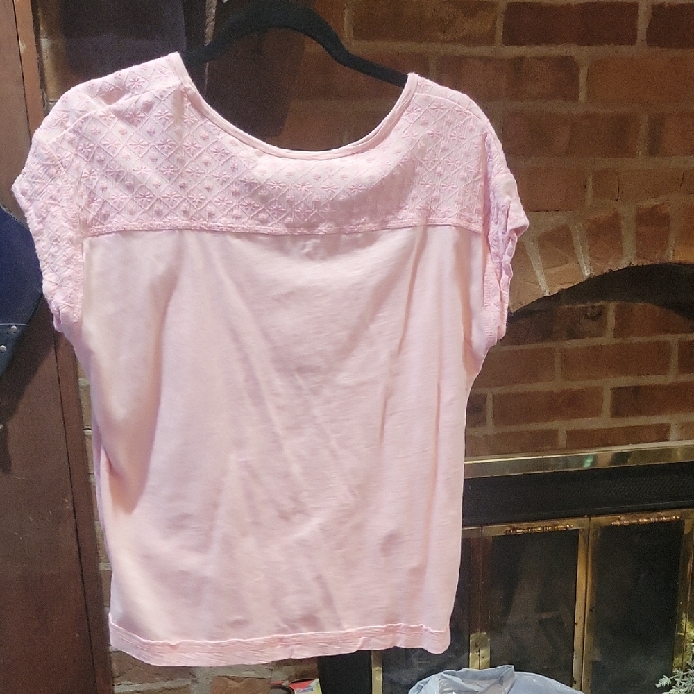 Knox Rose Blush Pink Lace Accent Blouse - Picture 7 of 7